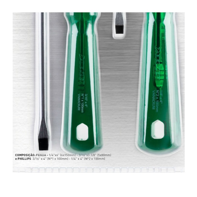 Jogo de Chaves de Fenda e Phillips 1/4