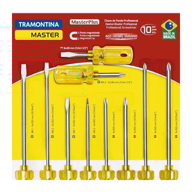 Jogo de Chaves de Fenda e Phillips com 10 peças MASTERPLUS 41530/510 TRAMONTINA MASTER-90e3fa43-eda5-4169-9db4-a7ebafc3ad90