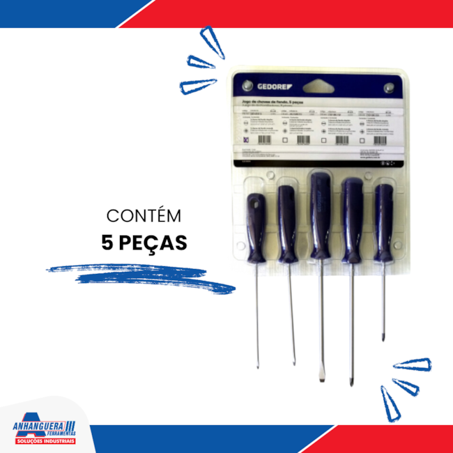 Jogo de Chaves de Fenda e Phillips com 5 Peças 150-160S GEDORE-ce8904e5-2a20-49a2-9d52-d76b3f945ecd