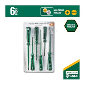 Jogo de Chaves de Fenda e Phillips Isolada Industrial com 6 peças 227230BN BELZER/SATA