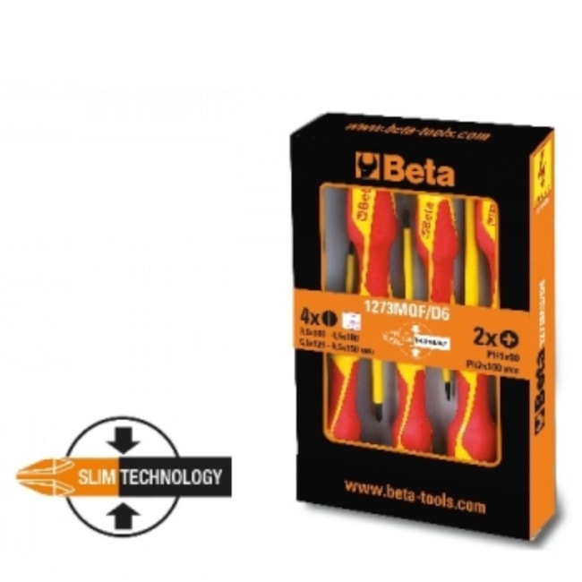 Jogo de Chaves de Fenda Estreita Isolada 1000V com 6 Peças 1273MQF/D6 BETA-aa1eaace-6977-4b7d-92d1-643510f2981a