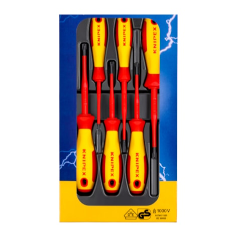 Jogo de Chaves de Fendas Isoladas 1000V VDE com 6 Peças 00 20 12 V05 KNIPEX-b7674120-b1c7-4e30-8b36-1de30e37d9a5