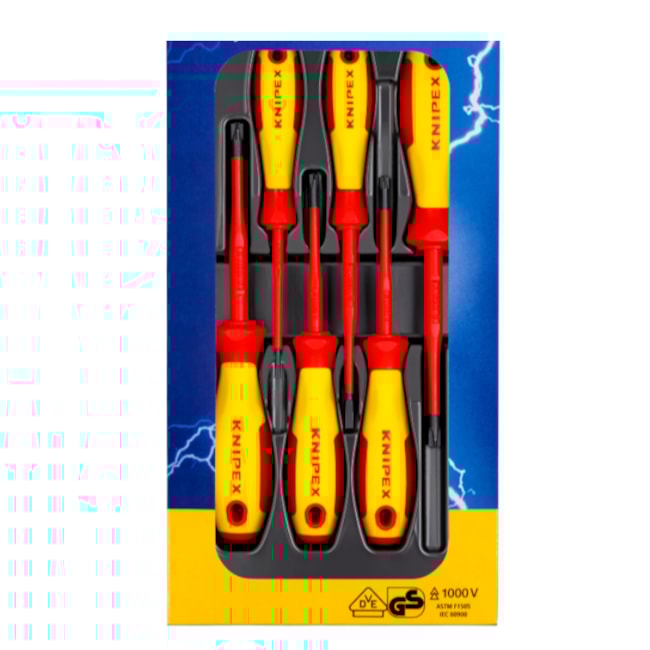 Jogo de Chaves de Fendas Isoladas 1000V VDE com 6 Peças 00 20 12 V05 KNIPEX-75a08892-b896-411c-83a6-69f3f56f1004