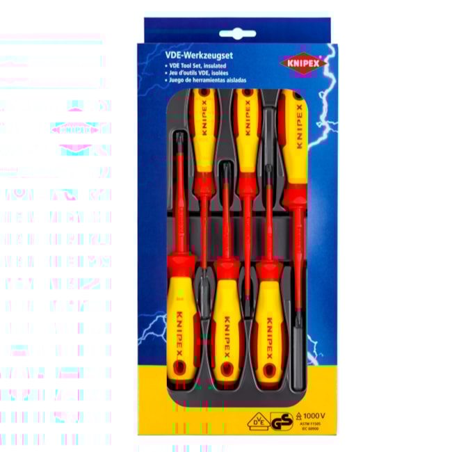 Jogo de Chaves de Fendas Isoladas 1000V VDE com 6 Peças 00 20 12 V05 KNIPEX-04f9bdd8-5bb4-451e-8419-d836b063e0b6