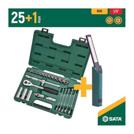 Jogo de Chaves e Soquetes Sextavados/Estriados de 1/2