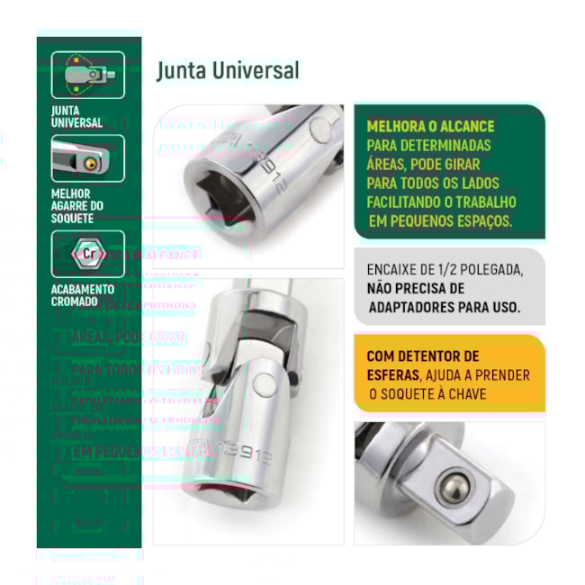 Jogo de Chaves e Soquetes Sextavados/Estriados de 1/2