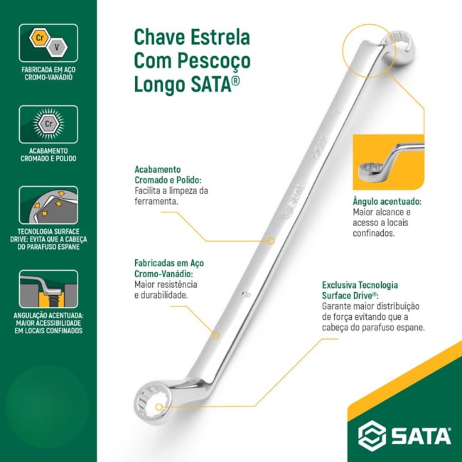 Jogo de Chaves Estrela Angulada 75º 6x7 à 30x32mm com 12 Peças ST08007G SATA-8aa15426-99db-42c4-985e-d0224f6e2ecf