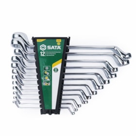 Jogo de Chaves Estrela Angulada 75º 6x7 à 30x32mm com 12 Peças ST08007G SATA