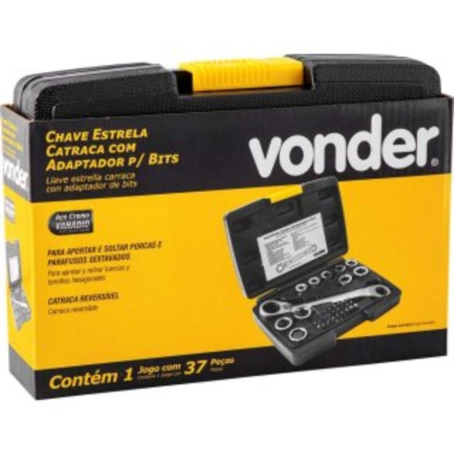 Jogo de Chaves Estrela com Catraca Adaptador para Bits 37 Peças 3608819037 VONDER-bf383819-f6d6-4d99-9054-258d1869bf43
