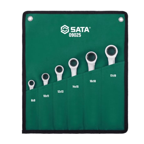 Jogo De Chaves Estrela com Catraca de 8x9-17x19mm com 6 peças ST09025SJ SATA-710f3086-d5b1-4341-8575-feb4c7ad79d4
