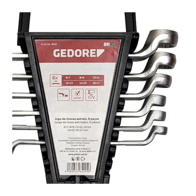 Jogo de Chaves Estrela de 6 a 17mm com 6 Peças R01185006 GEDORE RED-22167917-a4b1-4892-8b7f-971d09a25ddb