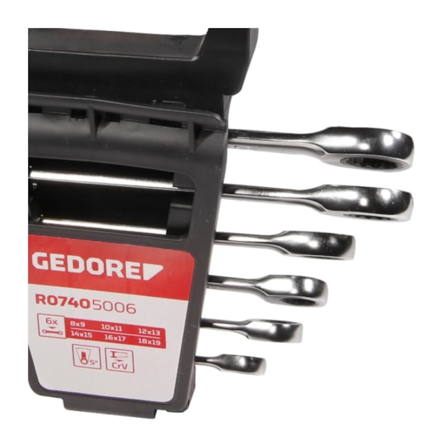 Jogo de Chaves Estrela Plana com Catraca 8-19mm com 6 Peças R07405006 GEDORE RED-6ca6ccf5-e67a-42de-b88b-3a9d64680d91