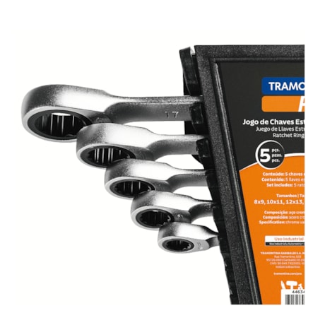 Jogo de Chaves Estrela Plana de 8mm a 19mm com Catraca 5 Peças 44634305 TRAMONTINA PRO-92382fe6-834a-41f5-8c9d-3724ae13f405