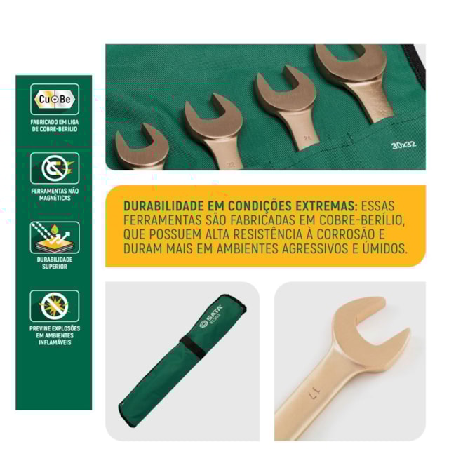 Jogo de Chaves Fixa Cobre-Berílio 12x14 a 30x32mm Antifaíscante com 7 Peças ST31303 SATA-5b82ed59-88e9-4773-9f50-93ce10bec452