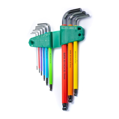 Jogo de Chaves Hexagonais Abauladas Longas Color com 9 Peças ST09101CHBSJ SATA-bc507870-9334-47ff-ab93-777736b5b3e4