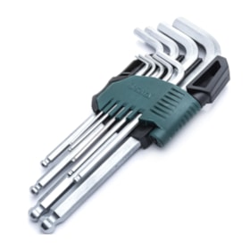 Jogo de Chaves Hexagonais Abauladas Longas com 9 Peças ST09105ASJ SATA