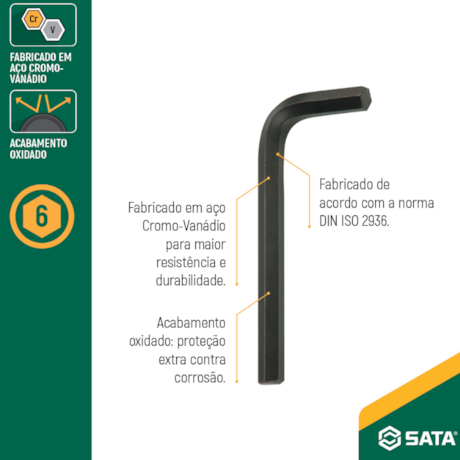 Jogo de Chaves Hexagonais Curtas 1.5 a 10mm 9 Peças ST09129L SATA-53c9da64-aebc-4912-944d-b91f81b6c9cb
