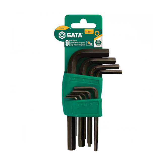 Jogo de Chaves Hexagonais Curtas 1.5 a 10mm 9 Peças ST09129L SATA-6b50e333-d0d6-442c-8799-14fd4a07aedb