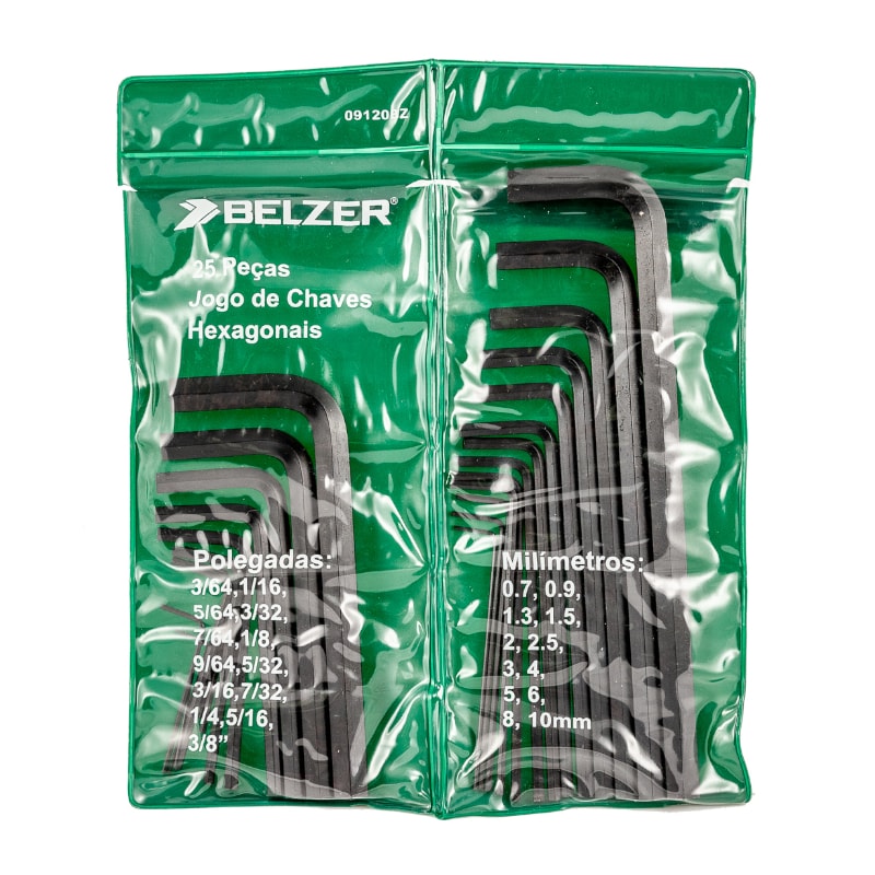 Jogo de Chaves Hexagonais L Allen 25 Peças 0,7 A 10MM 09120BZ