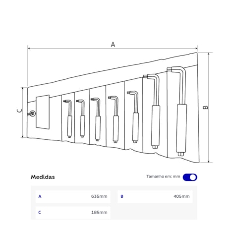 Jogo de Chaves Hexagonal 3 a 12mm Isolada 1000V IEC com 7 Peças 44318907 TRAMONTINA PRO-f6feafa8-a54b-4aa2-be94-0686f44f5b15