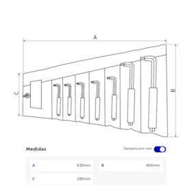 Jogo de Chaves Hexagonal 3 a 12mm Isolada 1000V IEC com 7 Peças 44318907 TRAMONTINA PRO