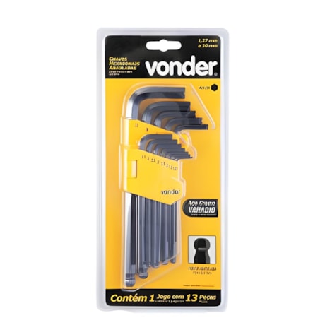 Jogo de Chaves Hexagonal L Abaulada 1,27mm a 10mm com 13 Peças 3573151100 VONDER-6a826562-be88-4924-959a-49f394eb1baa