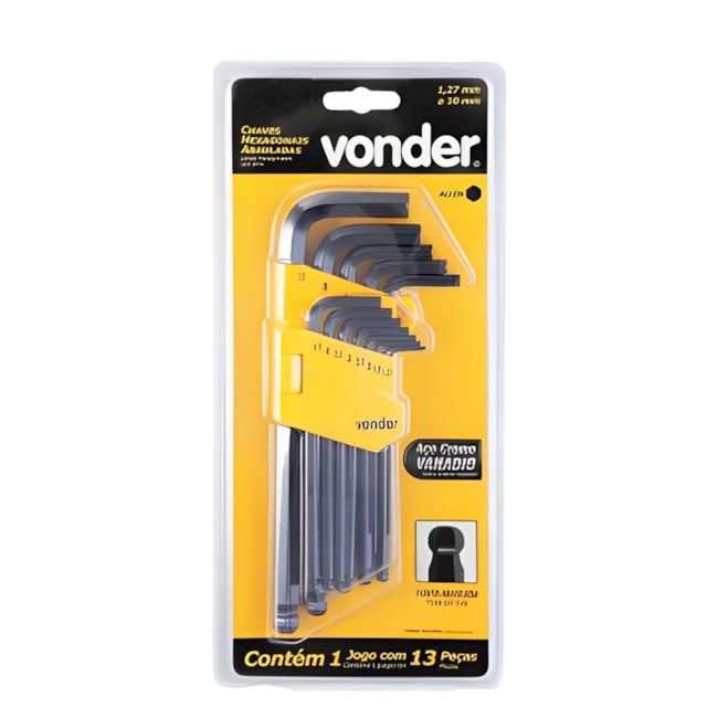Jogo de Chaves Hexagonal L Abaulada 1,27mm a 10mm com 13 Peças 3573151100 VONDER-2eab2743-ce15-4c49-a839-a32677c8c37a