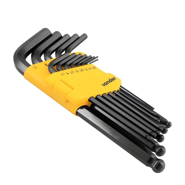 Jogo de Chaves Hexagonal L Abaulada 1,27mm a 10mm com 13 Peças 3573151100 VONDER-63caefc0-76b7-4b87-b5bf-ba39cc5de13b