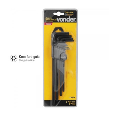 Jogo de Chaves Hexalobular Torx Longa Tipo L T10 a T50 com 9 Peças 3573105000 VONDER-06adfdcd-dc57-4b5c-8e60-2af3241a7026