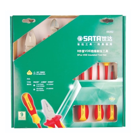 Jogo de Chaves Reta e Alicate Isolados 10.000V VDE com 9 Peças ST09262U SATA-20a3bb18-4aec-4f2a-b0d4-e057b61065c8