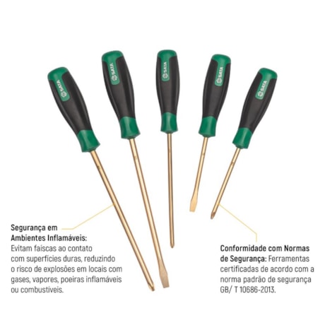 Jogo de Chaves Retas Fenda/Phillips Cobre-Berílio Antifaíscante com 5 Peças ST31308 SATA-7dbdd461-b07e-4b2c-ae79-7e95c73c0e69