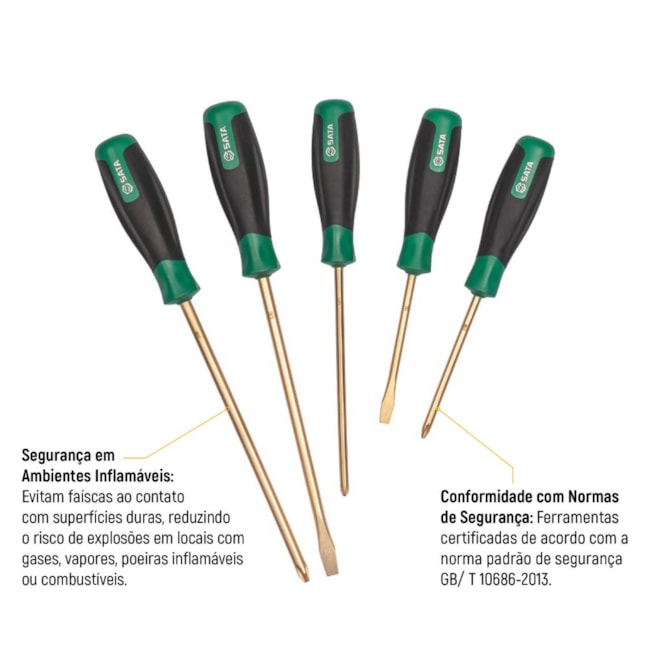 Jogo de Chaves Retas Fenda/Phillips Cobre-Berílio Antifaíscante com 5 Peças ST31308 SATA-2898736f-3d22-4446-9f2e-9454246441e1