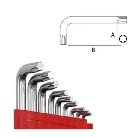 Jogo de Chaves Torx Tipo L Extra Longa T10 a T50 com 9 Peças 123079 MTX-8fbf3c66-c131-47f9-8be0-b996c461e162