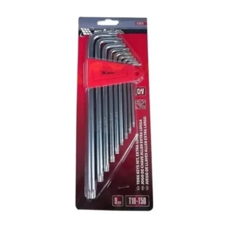 Jogo de Chaves Torx Tipo L Extra Longa T10 a T50 com 9 Peças 123079 MTX-87614cde-064c-4521-b423-f0235ab13951