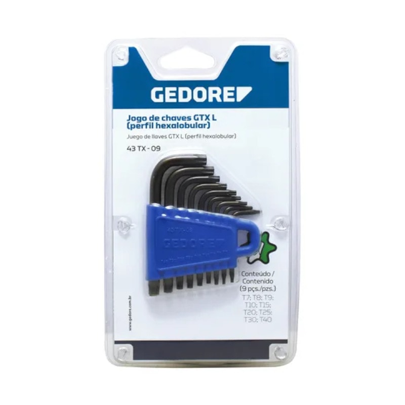 Jogo de Chaves Torx Tipo L T7-T40 com 9 Peças 43TX-09 GEDORE