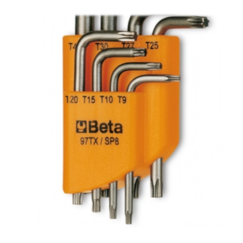 Jogo de Chaves Torx Tipo L T9 a T40 com 8 Peças e Suporte 97TX/SC8