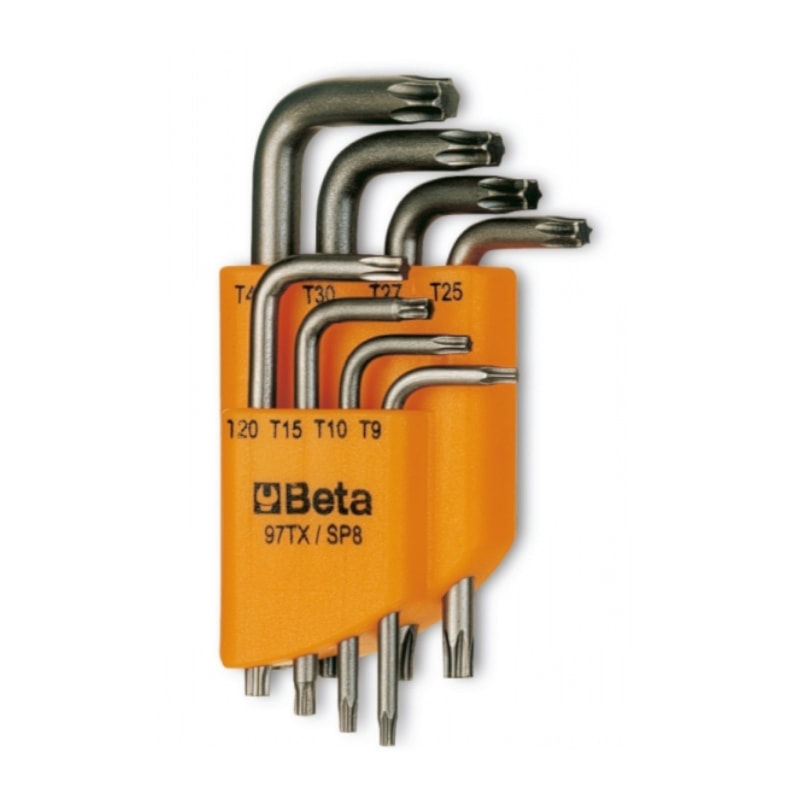 Jogo de Chaves Torx Tipo L T9 a T40 com 8 Peças e Suporte 97TX/SC8