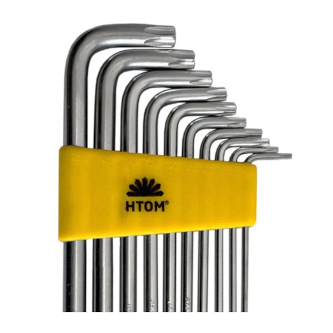 Jogo de Chaves Torx Tipo L T9 a T50 com Furo Guia com 10 Peças JGHXLTX10 HTOM-41604f18-3b15-456b-aede-9f80686f998b