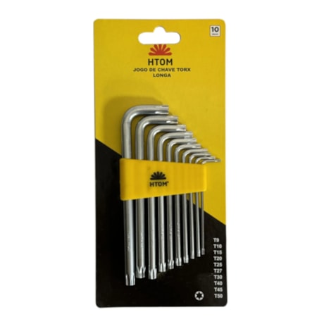 Jogo de Chaves Torx Tipo L T9 a T50 com Furo Guia com 10 Peças JGHXLTX10 HTOM-05c5241f-207f-44ed-a933-30b4bb76d835
