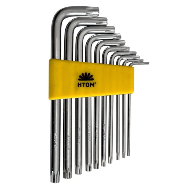 Jogo de Chaves Torx Tipo L T9 a T50 com Furo Guia com 10 Peças JGHXLTX10 HTOM-d6739a89-1cd8-4510-84ef-4e988018cbb3
