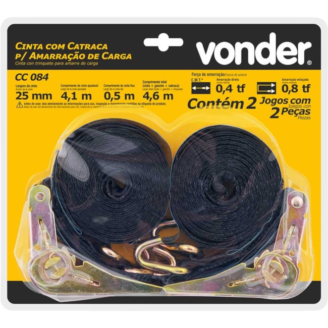 Jogo de Cinta com Catraca para Amarração de Carga 0,8 tf/0,4 tf Encartelado 8014250800 VONDER-4d82c91f-1e39-44f4-aa83-692fa4838563