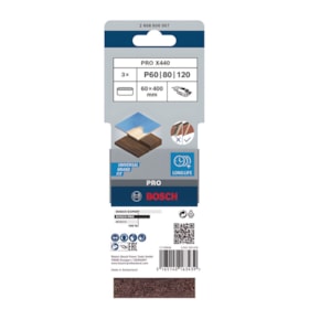 Jogo de Cinta de Lixa PRO X440 60x400mm GR 60/80/120 com 3 Peças 2608606007 BOSCH