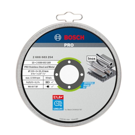 Jogo de Disco de Corte PRO Stainless Steel and Metal 4.1/2