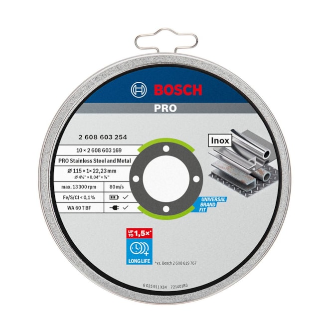 Jogo de Disco de Corte PRO Stainless Steel and Metal 4.1/2