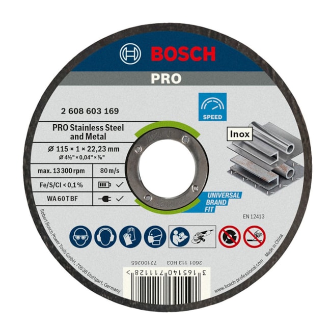 Jogo de Disco de Corte PRO Stainless Steel and Metal 4.1/2