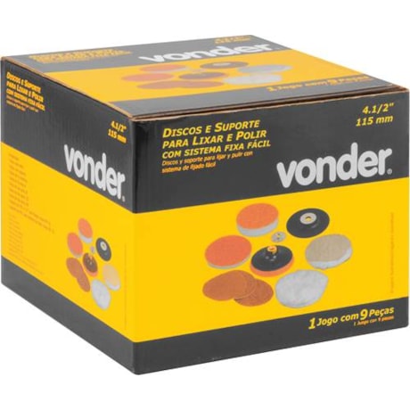 Jogo de Discos para Lixar e Polir + Suporte com Pluma 4.1/2
