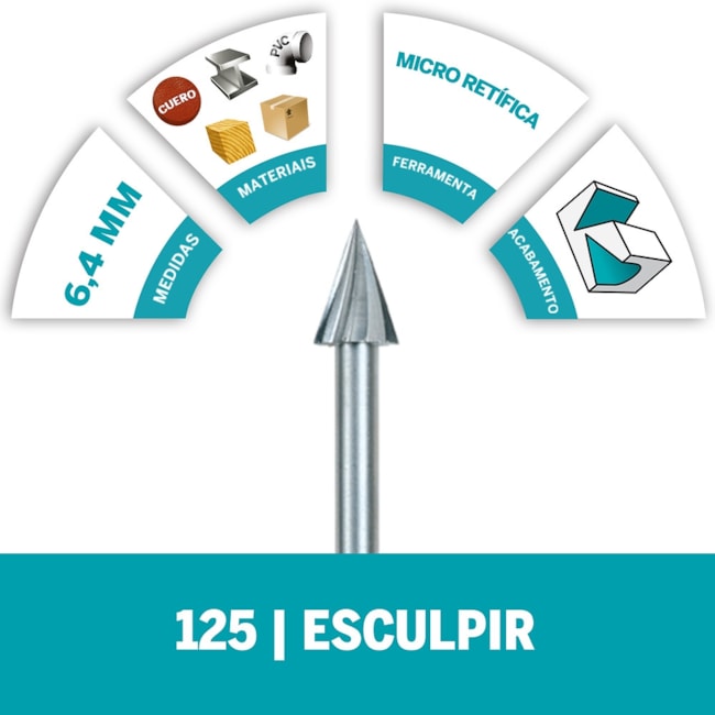 Jogo de Escareador Cone 6,4mm para Gravar Micro Retífica de 125 com 2 Peças 26150125AC DREMEL-c0535a81-35b5-4734-b359-0ab2a3387141