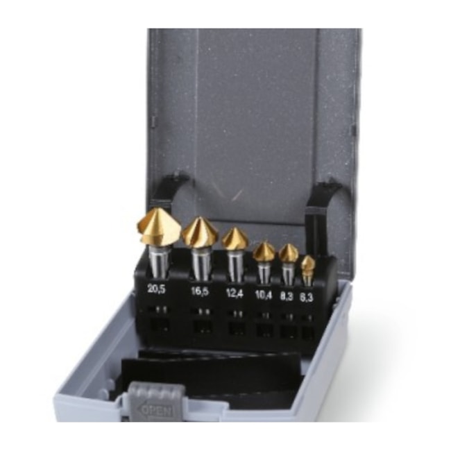 Jogo de Escareador HP HSS 3C 6.6 a 20.5mm 90 Gramas 6 Peças Tin Din 335c 426T/SP6 BETA-cff83800-d14e-4569-a56d-a8e89ce985a9