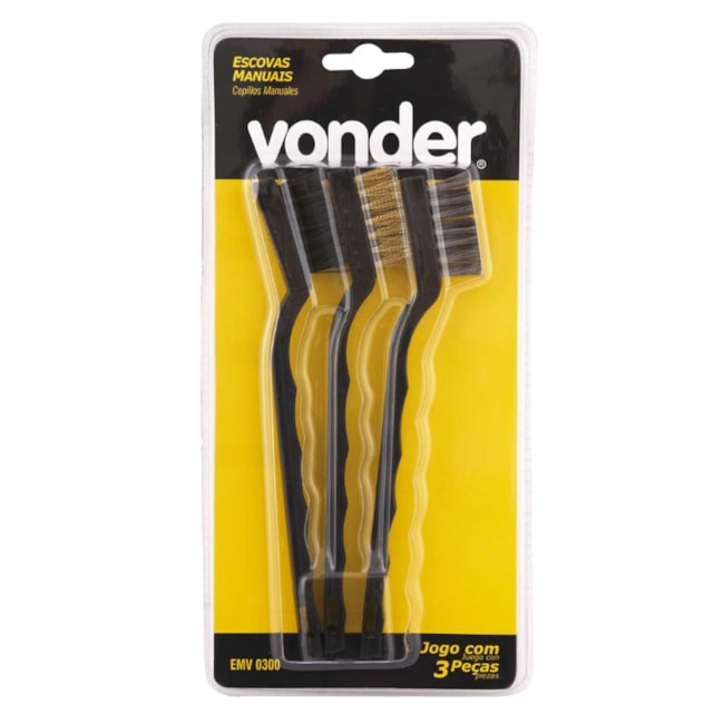 Jogo de Escovas Manuais de Inox/Nylon/Latão com 3 Peças EMV0300 3599300300 VONDER-4d9c09dc-4bfe-485d-a035-6d407098b03d