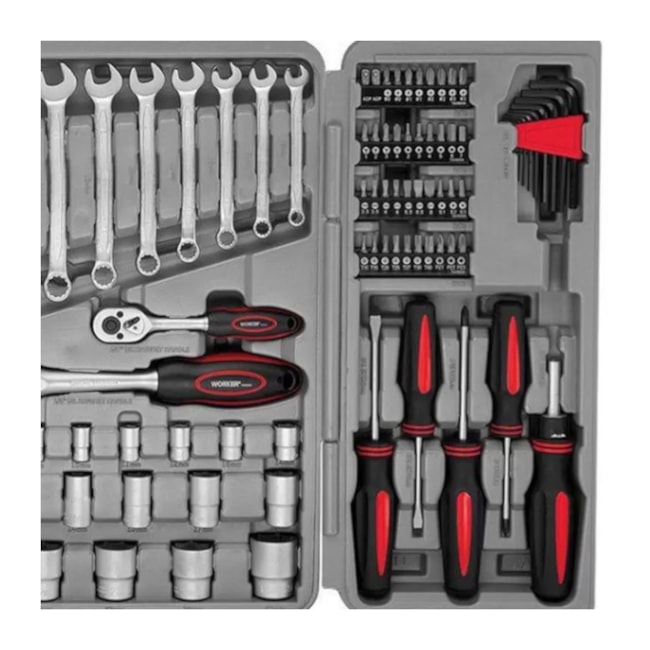 Jogo de Ferramentas com 110 Peças Maleta Plástica 980803 WORKER-727a45e9-1d6f-4431-b67e-a05f2deee954